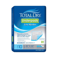 TotalDry Secure Personal Care Products SP113010-TotalDry Incontinence Underpads, Heavy Absorbency, Disposable, Blue,
