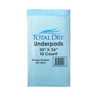 TotalDry Secure Personal Care Products SP115410-TotalDry Incontinence Underpads, Heavy Absorbency, Disposable, 30 X 36